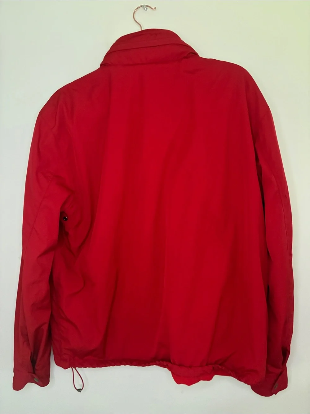 Vintage Polo Ralph Lauren Red Lightweight Full-Zip Shirt Jacket Hideaway Hood Lg